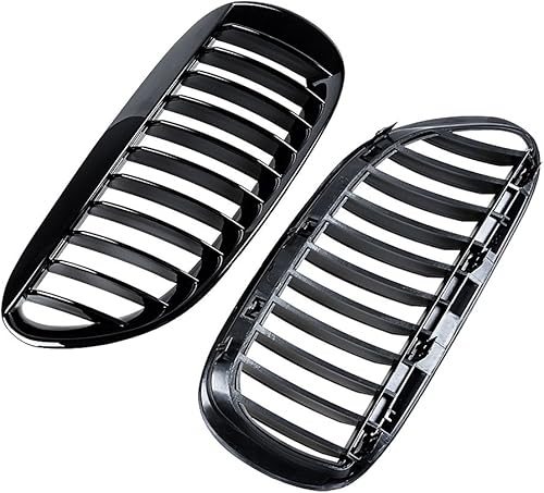 Miniatura 5 de 1 par de rejillas de riñón de parachoques delantero LH RH negro brillante compatible con 2004-2010 E63 E64 650i 650Ci 645Ci 2 puertas
