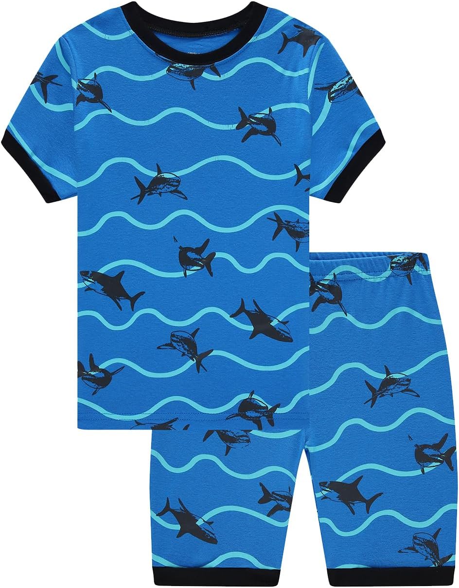 Boys Cotton Dinosaur Pajamas Kids Summer Shorts Space Pjs Toddlers Truck Sleepwear Sets 18Months-10Years - Image 3