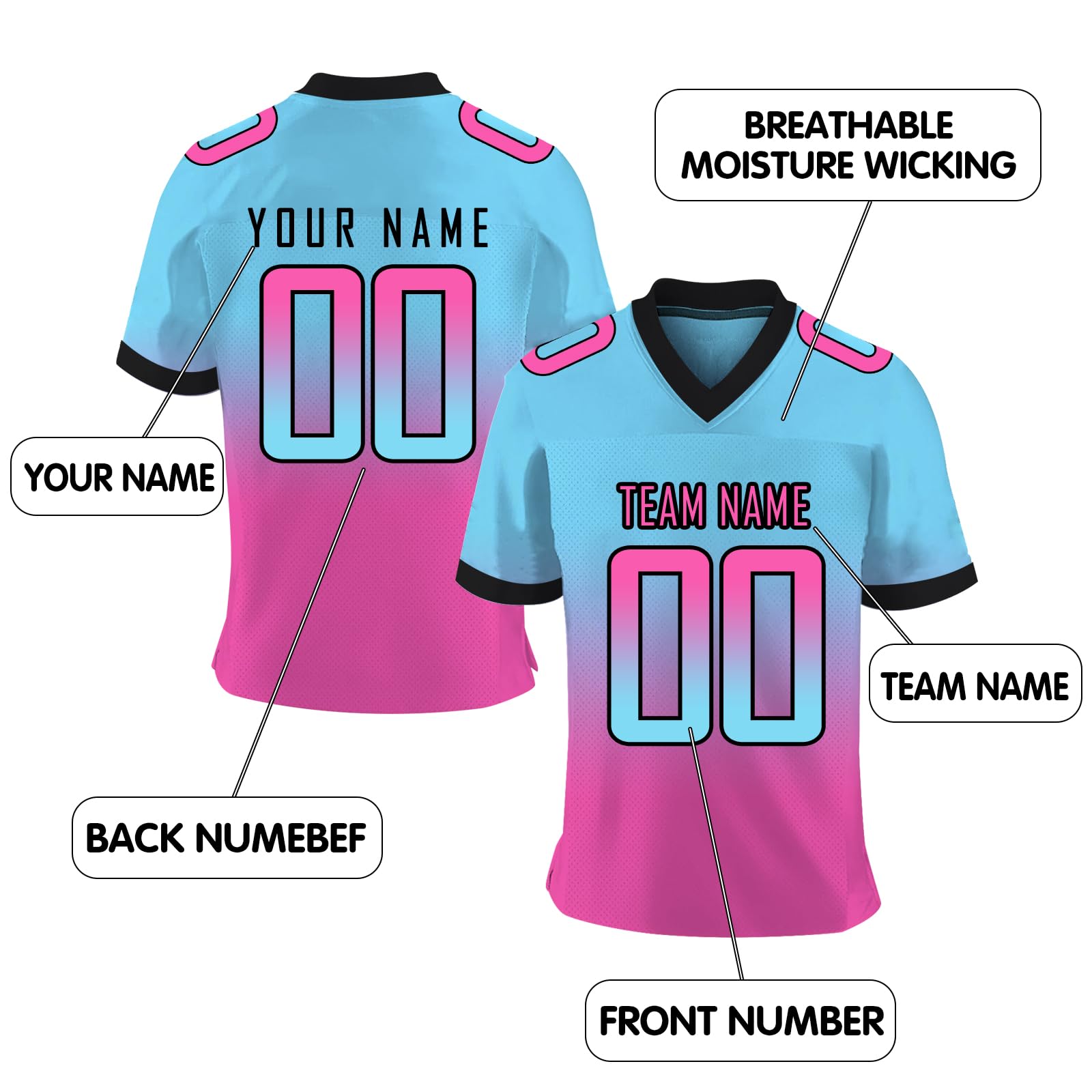 Custom Football Jersey Personalized Printed Team Name Number for Youth Women Men Customized Football Shirt