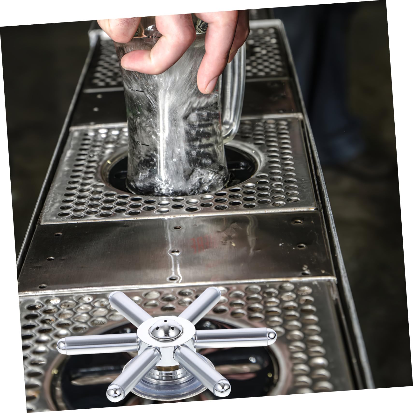 Toddmomy Rince-gobelets Installation Facile Argenté en Acier Inoxydable Automatique Résistant à L'usure pour Bar Cuisine Professionnelle