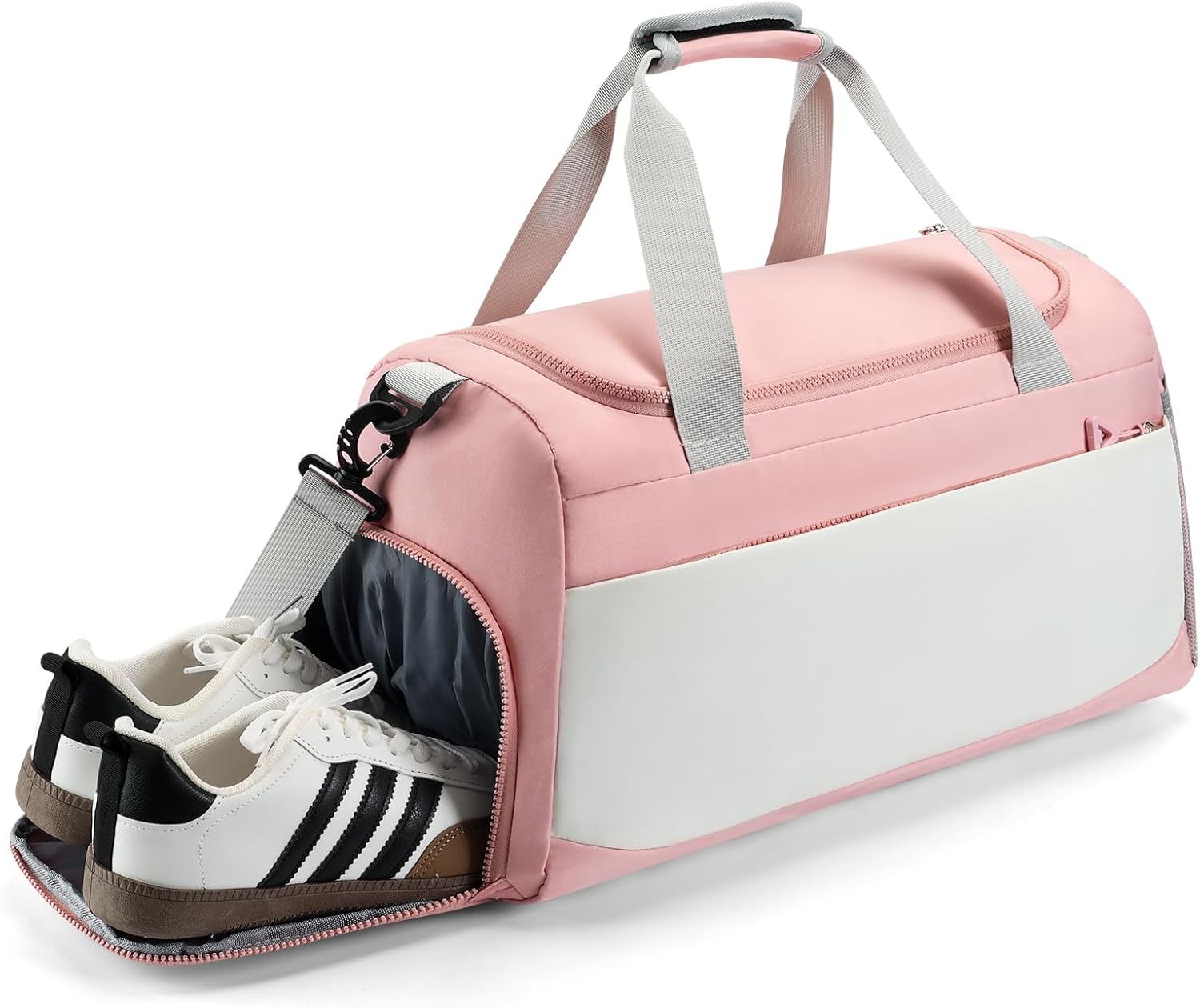 gym bag for men & women with shoe & wet compartment - duffle bag for travel, sports, fitness & workout, pink