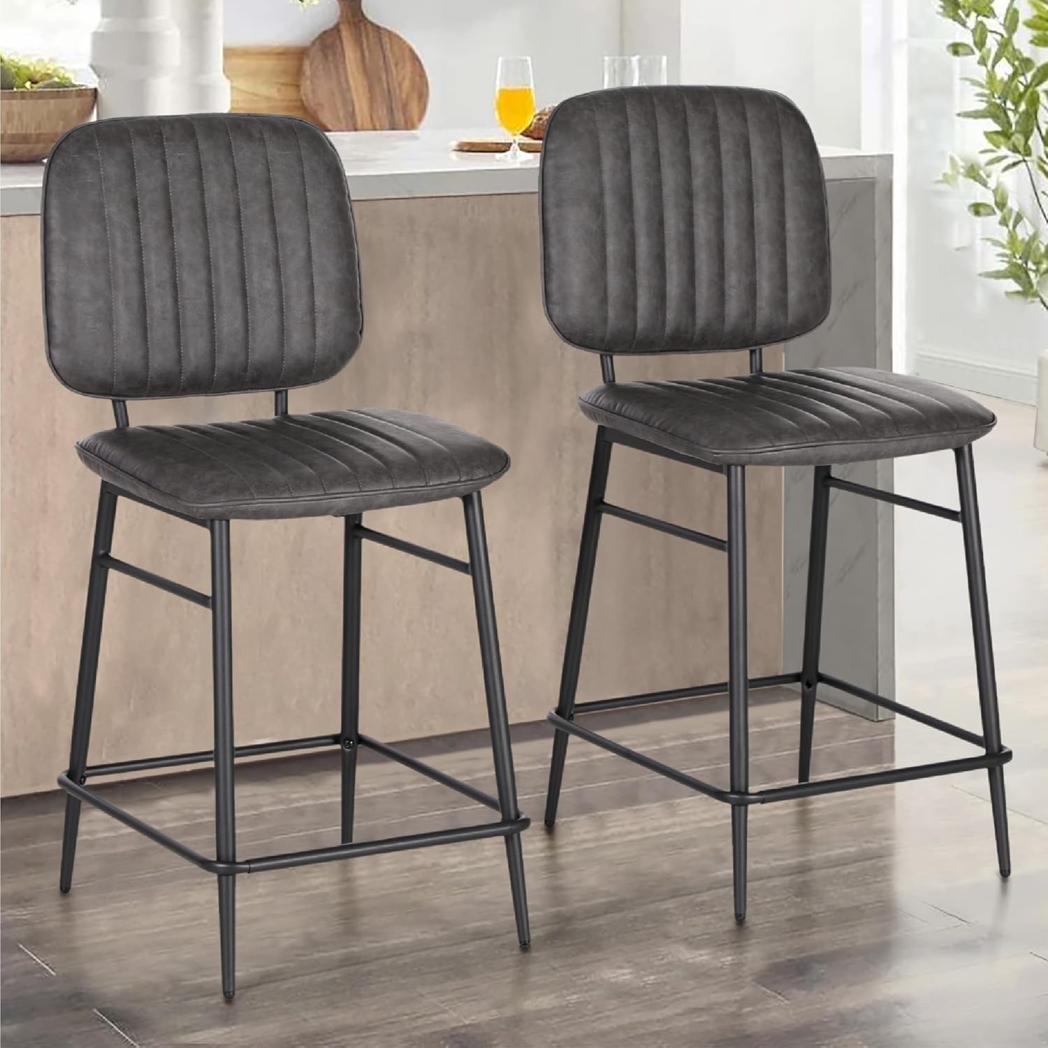 Buy ALPHA HOME Bar Stools Set of 2, Counter Stools with High Back