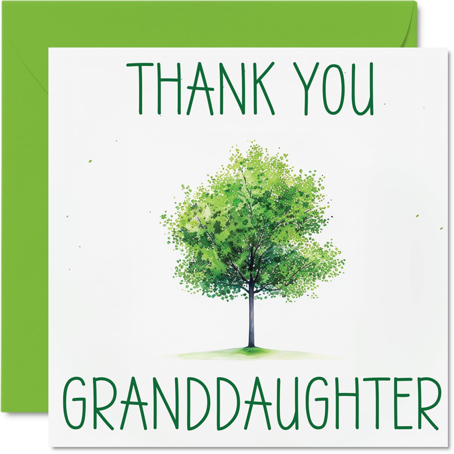 Thank You Cards for Granddaughter, Colourful Green Tree