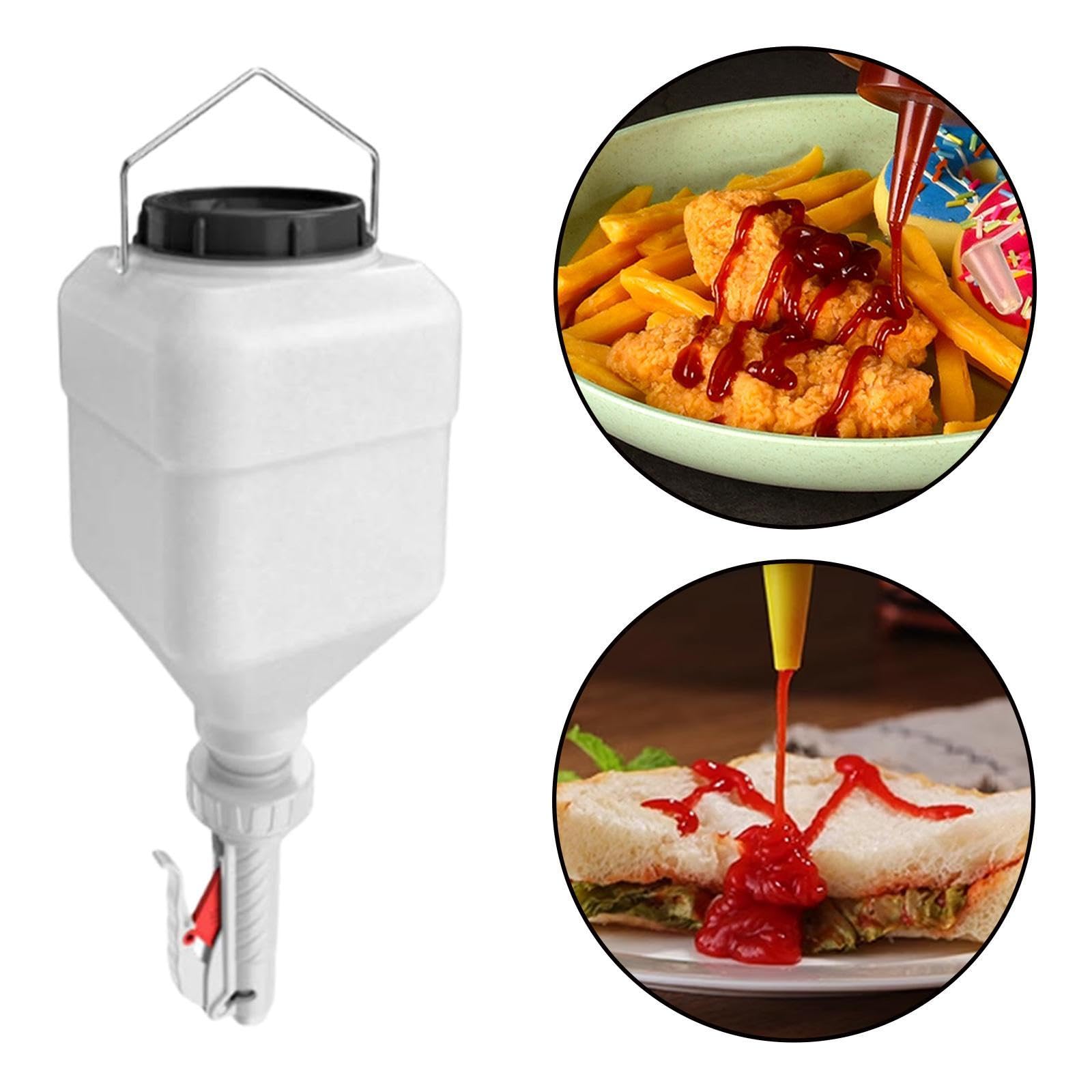 Dispensador de ketchup de 5,5 L para restaurantes, botella dispensadora de salsa blanca, grado comercial, diseño de fácil bombeo, ideal para comida rápida, barbacoa y catering