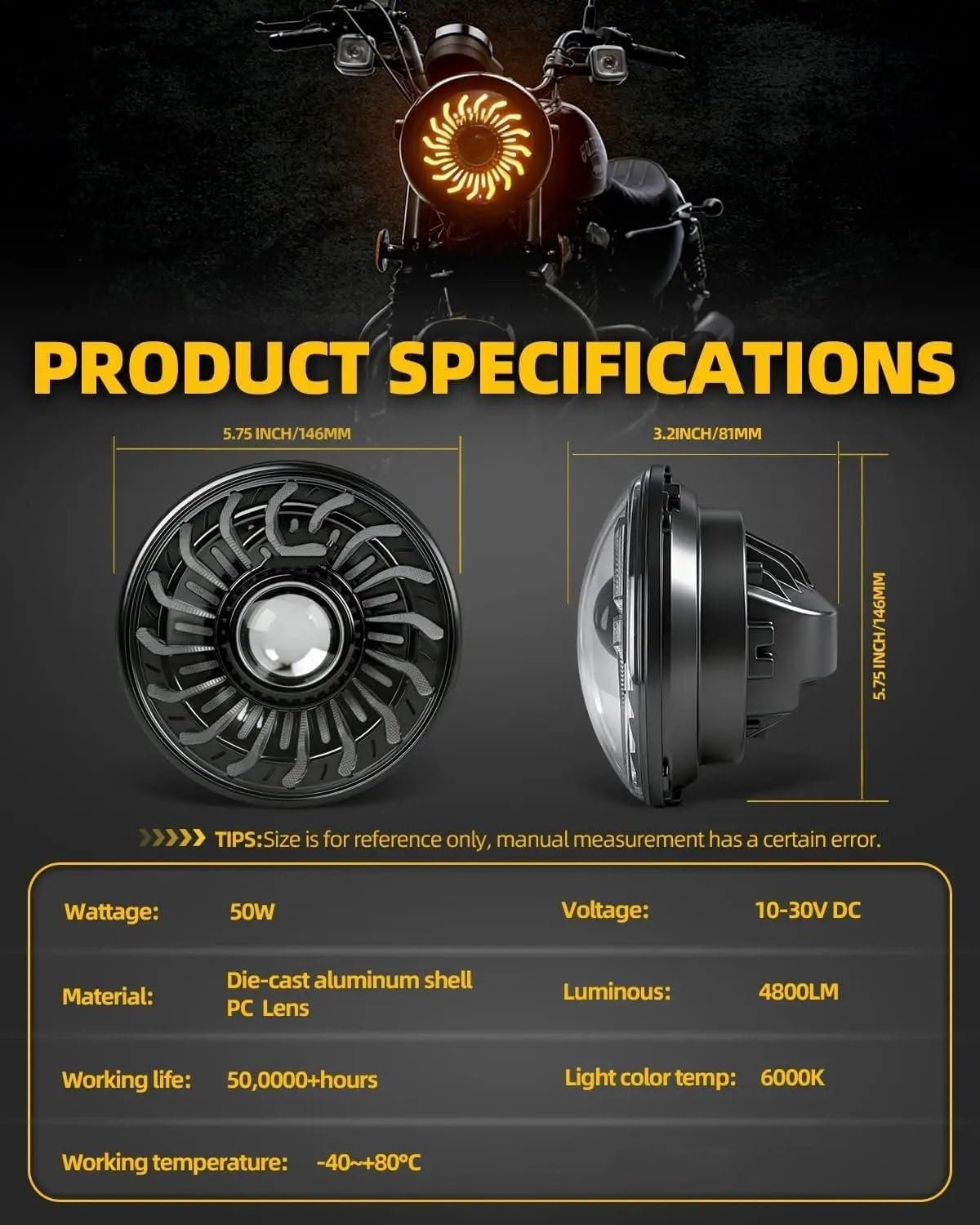 Dirt Bike Reflektor Pasuje do Sportster Dyna Softail Iron 883 Street Bob 5,75 cala reflektor Led z białym bursztynem 4800 lm wysoka/martwa wiązka