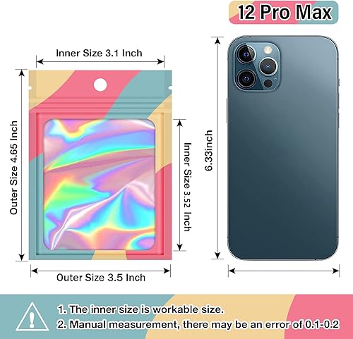 Miniatura 2 de 100 bolsas resellables con ventana transparente, bolsas de embalaje holográficas multicolor transparentes para pequeñas empresas, fiestas, bolsas