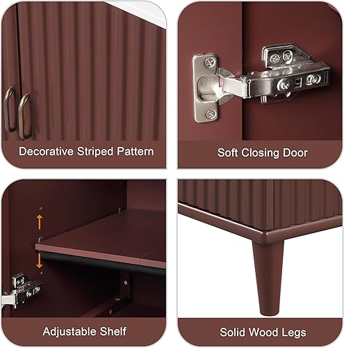 Miniatura 7 de Conjunto de tocador de baño de 24 pulgadas con lavabo, moderno juego de gabinete de baño pequeño individual con 2 puertas de cierre y estante