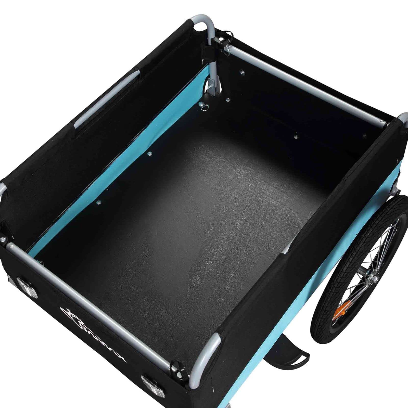 SAMAX Remorque de Vélo Chariot de Transport Haute Traction avec Poignée et Bâche 40 Kg / 120 L en Bleu/Gris - Sport Edition