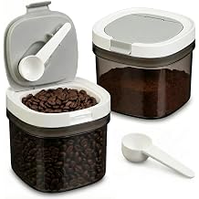 Leezmark Airtight Coffee Canister with Scoop 27oz Coffee Storage Container for Ground Coffee, Beans, Tea, Sugar, Flour, Cereal BPA Free Storage Containers 2 x Small - 0.21 Gallon