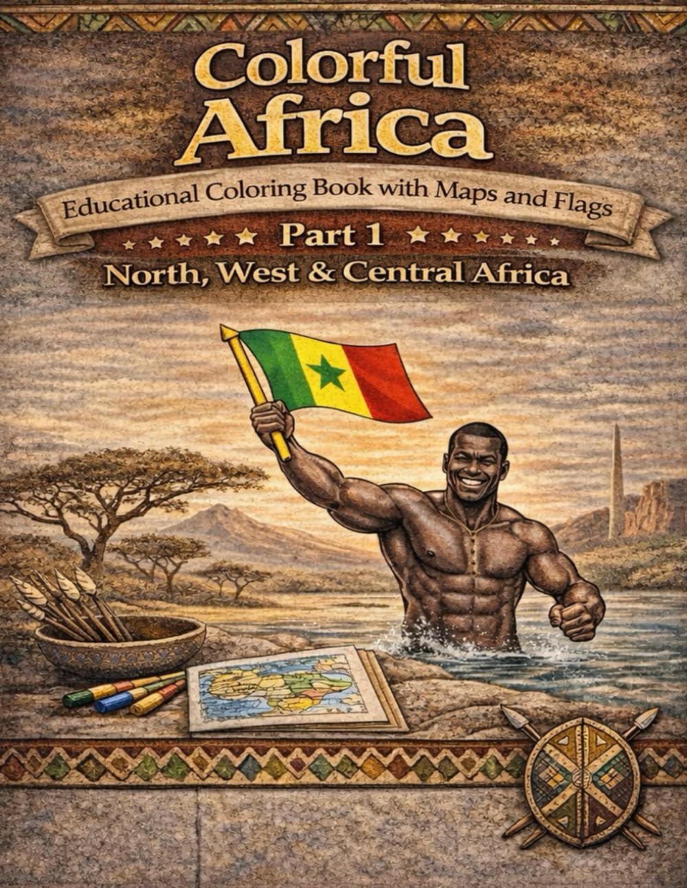 Colorful Africa: Educational Coloring Book with Maps and Flags: Part 1 - North, West and Central Africa