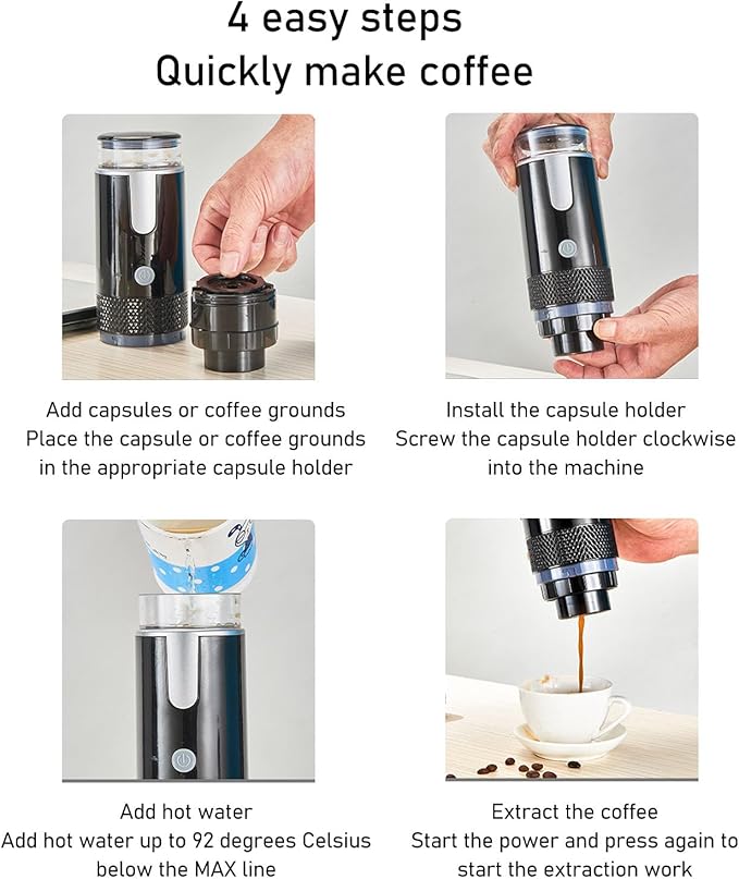 Cafetera Portátil Recargable USB-C para Cápsulas y Molido, 160 ml miniatura 6