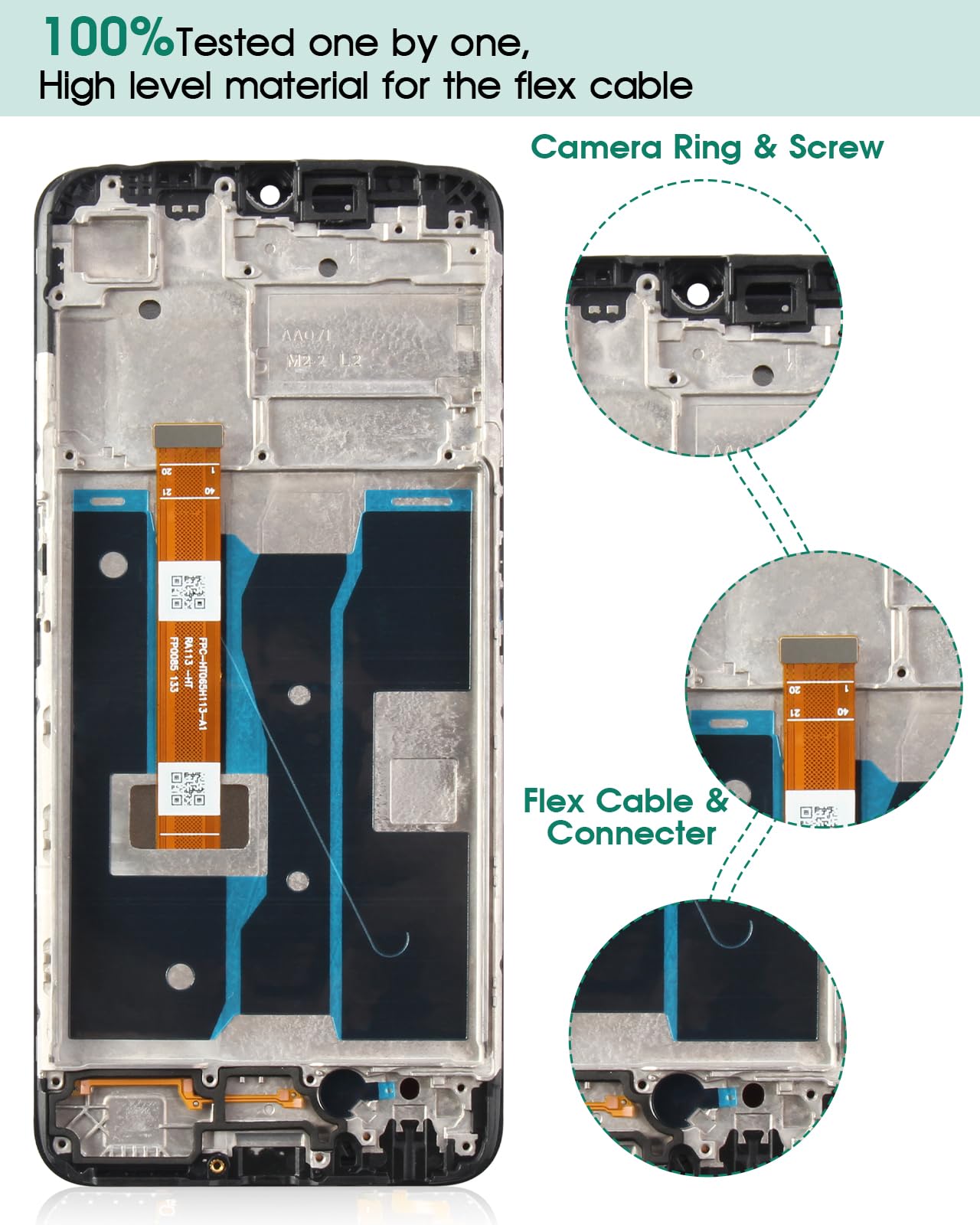 Ecran complet compatible avec Oppo A16 6.52 noir CPH2269 vitre tactile