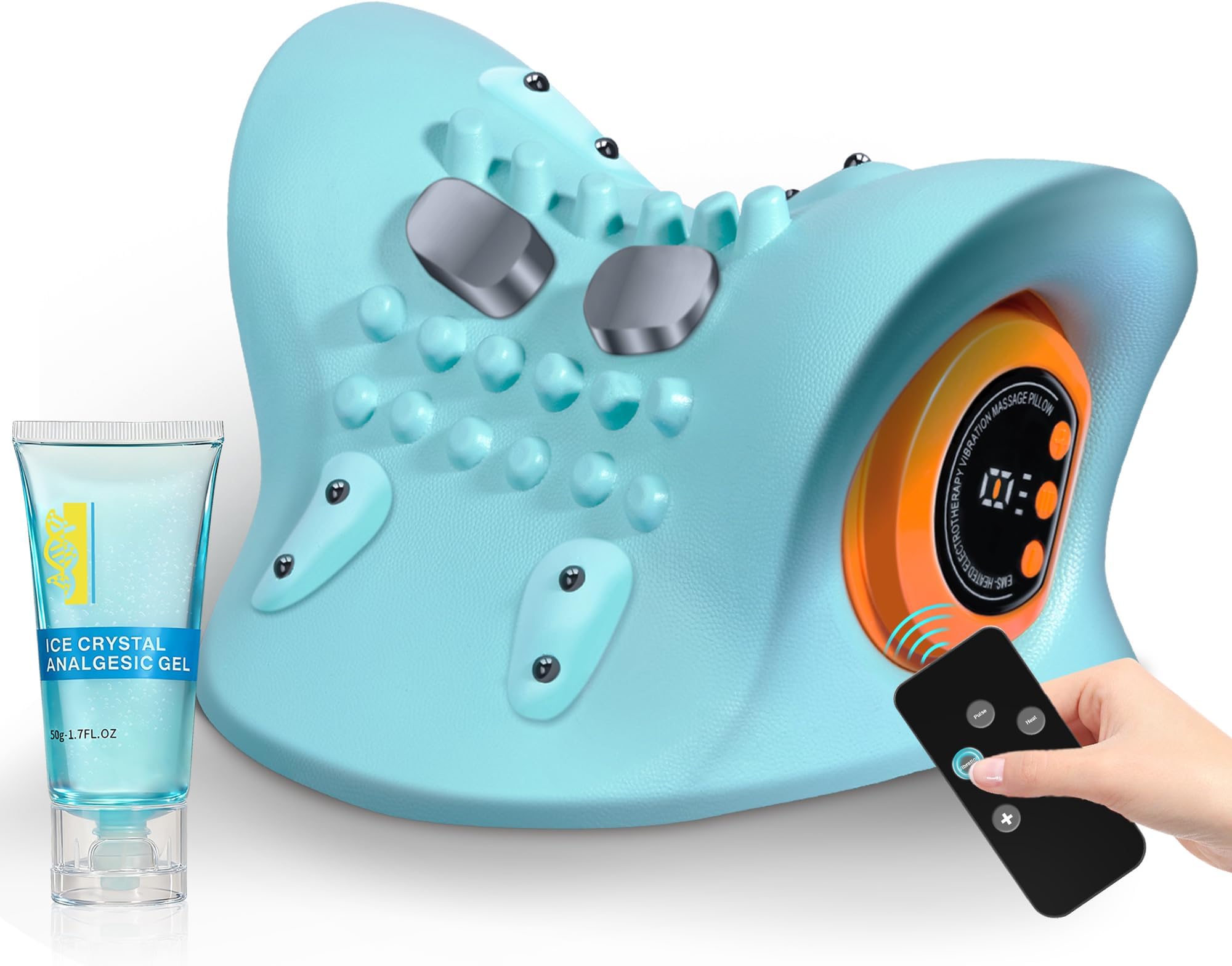 Neck Massager 2025, Neck Stretcher Cervical Traction with Heat, 3 Modes, Portable Massage Neck Hump Corrector for Pain Relief and Muscle Relax, 26° Angle Cervical Traction Device
