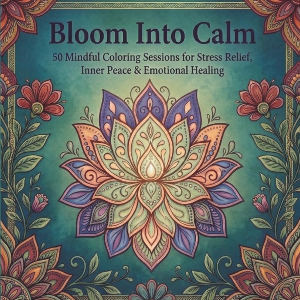 Bloom Into Calm: 50 Mindful Coloring Sessions for Stress Relief, Inner Peace & Emotional Healing