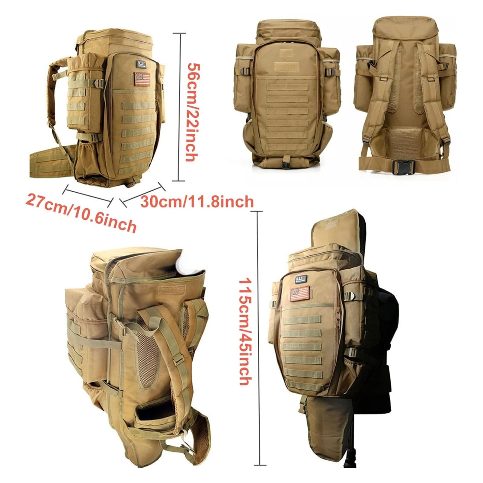 Langwaffen Airsoft Waffen Rucksack Wasserdicht Waffentasche,Taktischer Gewehrrucksack,Rucksack Militar Wanderrucksack Mit Gewehrhalter für Reisen Camping Jagd(Color:E)