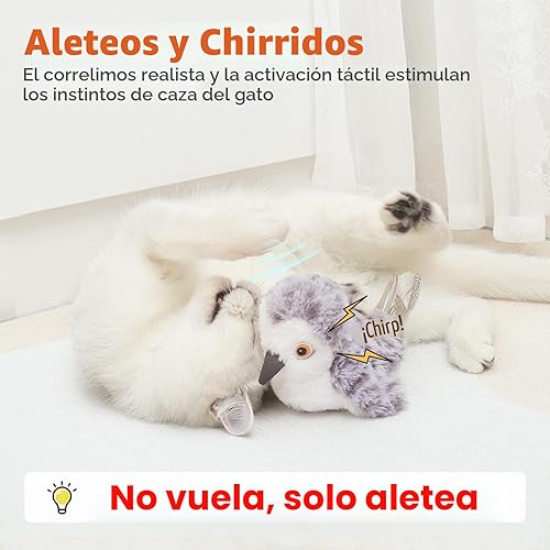 Miniatura 2 de Potaroma Juguetes para Gatos Ave Flapping (No Vuela), Canturreo Realista de Andarríos, Juguete Interactivo para Gatito Recargable Activado por