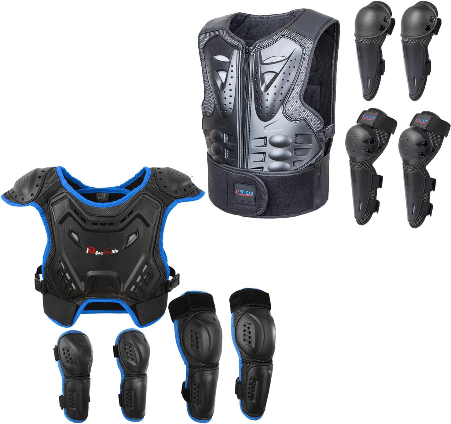 Kids Motocross Vest for Dirt Bike ATV Skateboard,Children Body Armor Protection with Knee Pads Eblow Pads 2 Sets