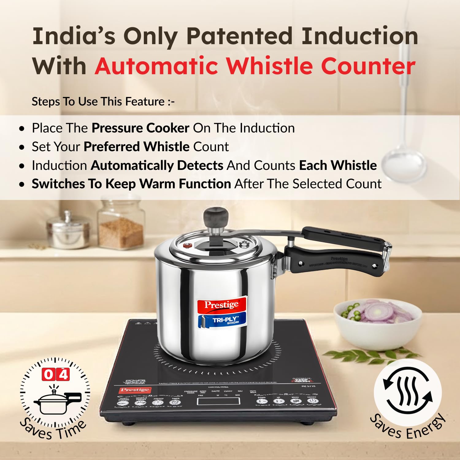Prestige PIC 3.1 V3 Induction Cooktop with pressure cooker