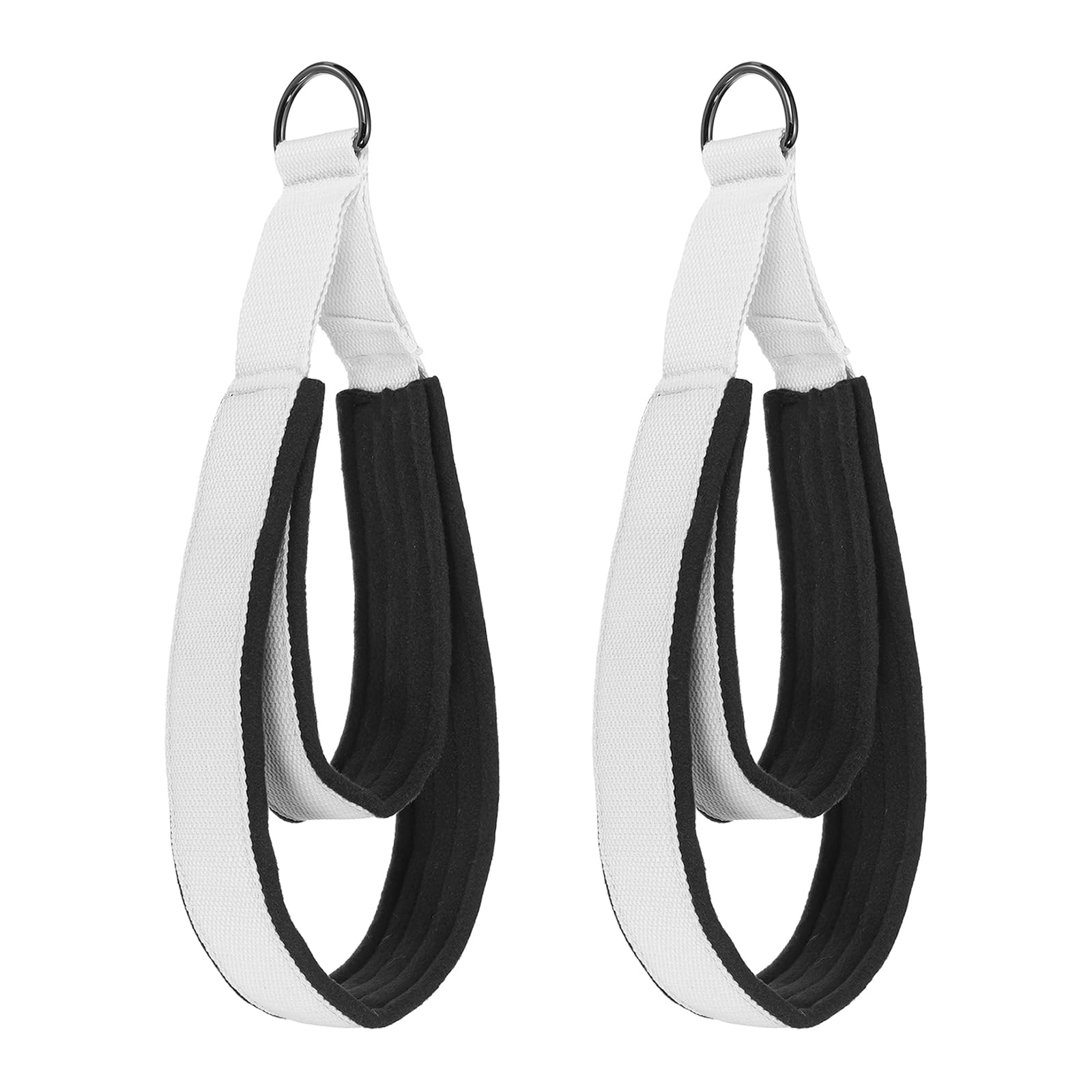 YELARXI Pilates Double Loop Strap, D-Ring Padded Fitness Strap Pilates Handle Exercise Yoga Equipment 2Pcs & White -Fitting for (Reformer/Yoga/Home Gym/Workouts)