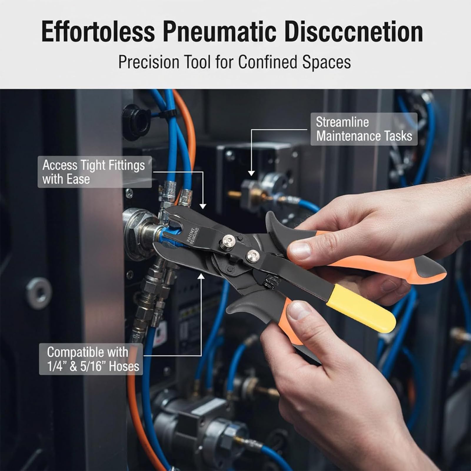 Pince à tuyau d'air – Déconnexion Push Connect, construction en acier au carbone, raccord universel, outil de réparation | Idéal pour les ateliers automobiles, les usines de tuyauterie, les