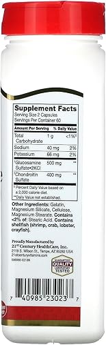 Miniatura 8 de 21st Century Glucosamina Condroitina 250200mg - Fuerza original, 60 unidades