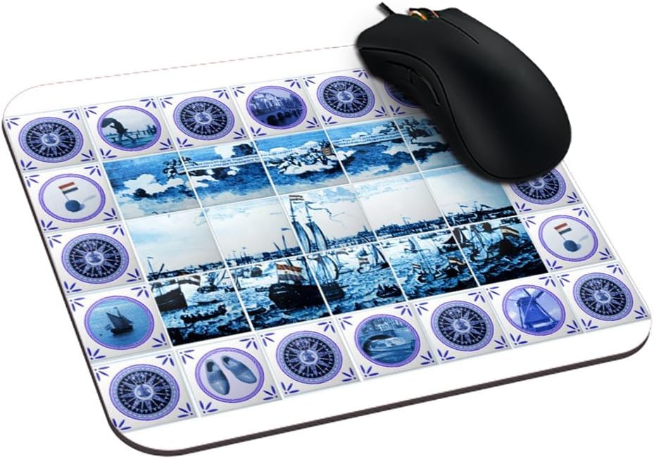 Mousepad Vintage Holland Delftware Style Tile Mural Gaming Mouse Pads