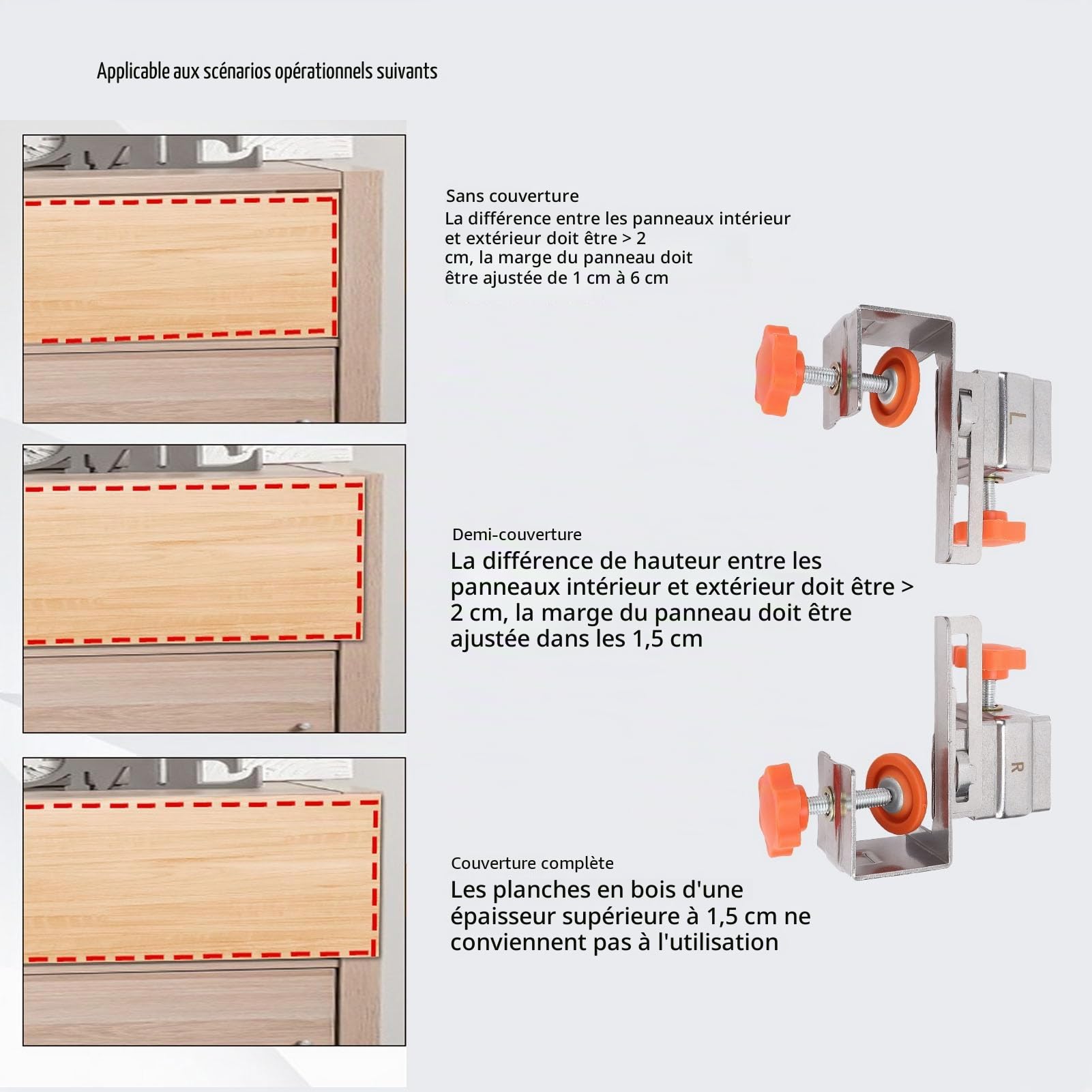 Pinces de Fixation pour Façade de Tiroir, 2 Pièces Pinces de montage pour façades de tiroirs Serrures de Fixation, Réglable Pince C Pince de du Tiroirs Pour Cadre De Montage