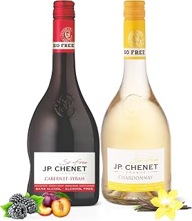 JP. Chenet Alcohol Free Wine Bundle – 750ml Non Alcoholic Chardonnay and Cabernet Syrah – Red and White Wine Alternative with Full Flavor, Smooth Finish and 0.0% Alcohol – Ideal for Every Occasion - Pack of 2