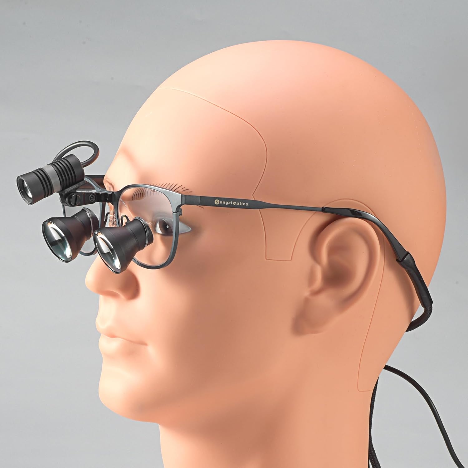 2.5X 3X 3.5X Songzi Optics Gray Titanium Frame TTL Dental Surgical Loupes with Led Headlight Customized Wide Field of View (Customized Near PD, Magnification:3X)