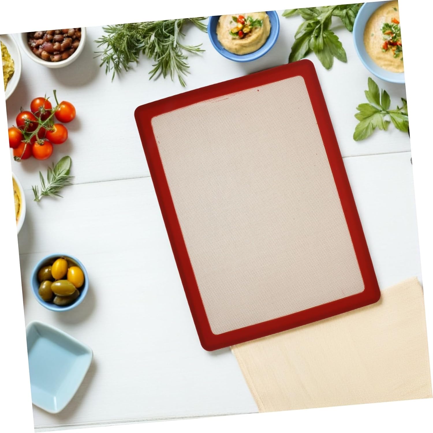 Silicone Baking Mat with Iron Frame for Oven Baking and Daily Family Cooking, Non-stick, Heat Resistant, and Easy to Clean Reusable Silicone Cooking Pad for Dough Rolling and Cake
