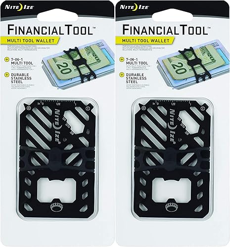 Nite Ize Financial Tool - Cartera multiherramienta 7 en 1, color negro (paquete de 2)