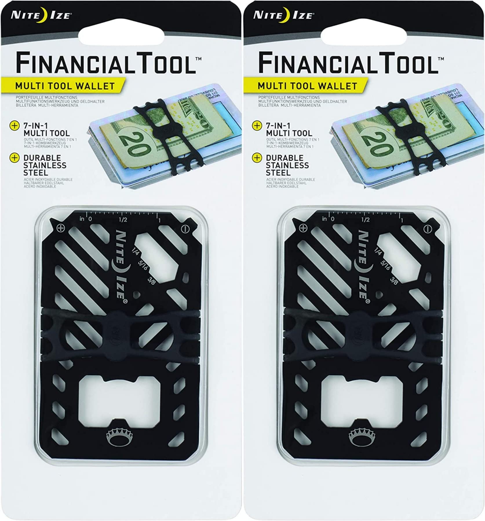 Nite Ize Financial Tool 7-in-1 Multi Tool Wallet - Black (2-Pack