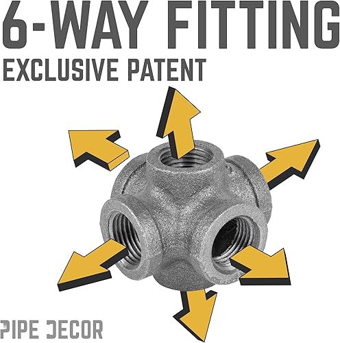 Vista 62 de PIPE DECOR - Codo de salida lateral de 1/2 pulgada, accesorios de hierro maleable negro para tuberías, pezones y accesorios estándar de 1/2 pulgada