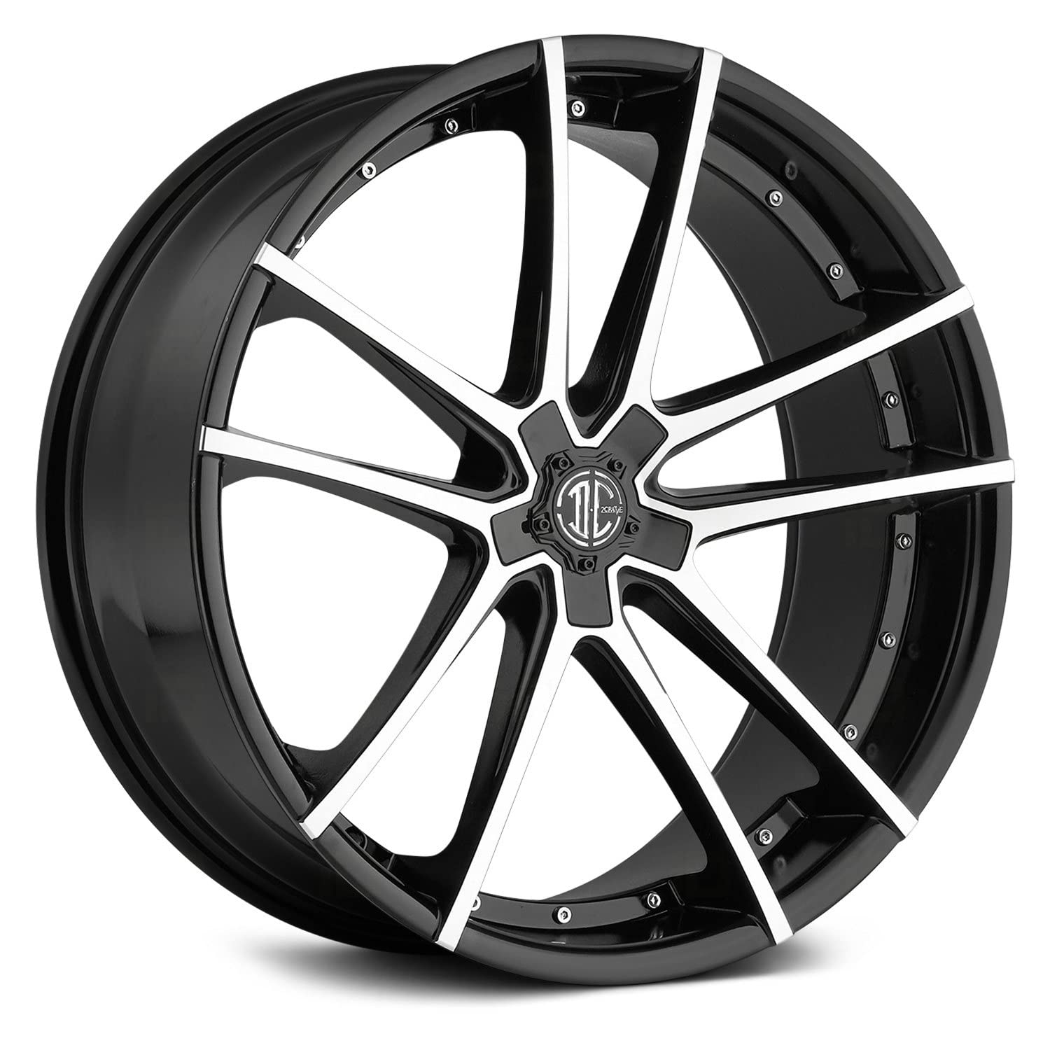 NUMBER 34 Custom Wheel - 20x8.5, 35 Offset, 5x120.65 Bolt Pattern, 74.1mm Hub - Gloss Black with Machined Face Rim
