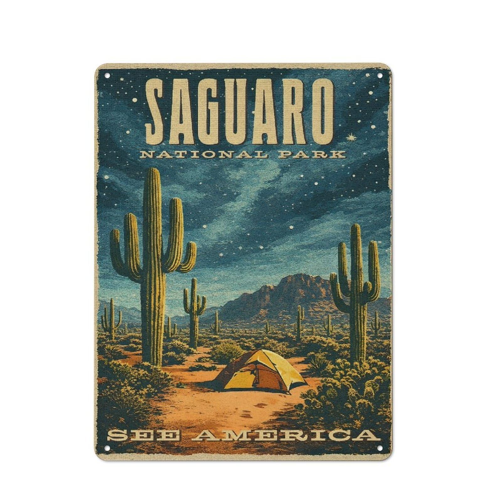 Junmoney Style-4 Saguaro National Park Vintage Tin Sign 40X30cm, Vintage Home Bar Decor For Cafe, Pub, Workshop Or Home Bar, For Relaxed Wall Styling