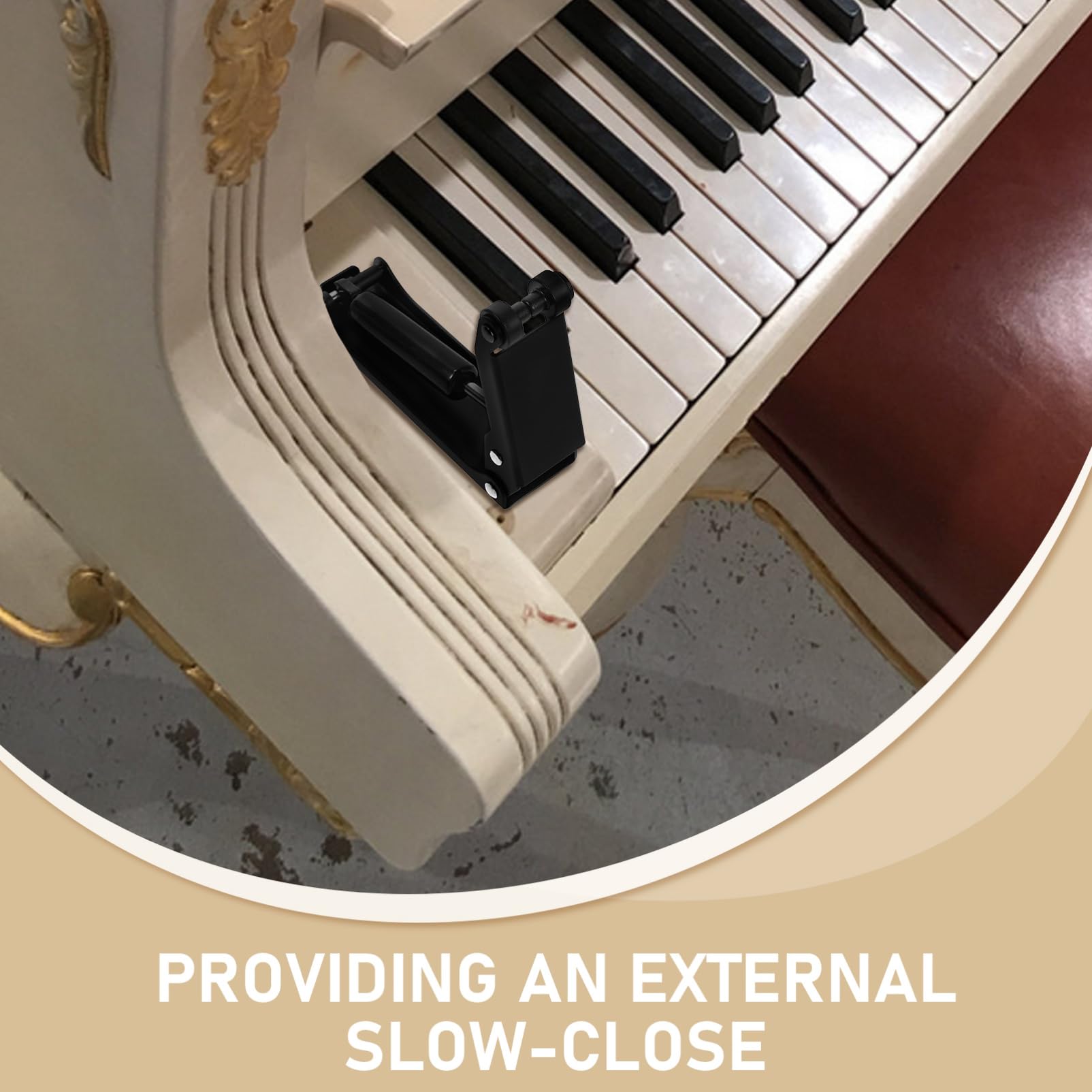 ibasenice Accesorio Protector para Cubierta de Teclado Dispositivo de Cierre Lento y Fácil Instalación con Función de Caída Controlada para Tapa de Piano Negro de Metal