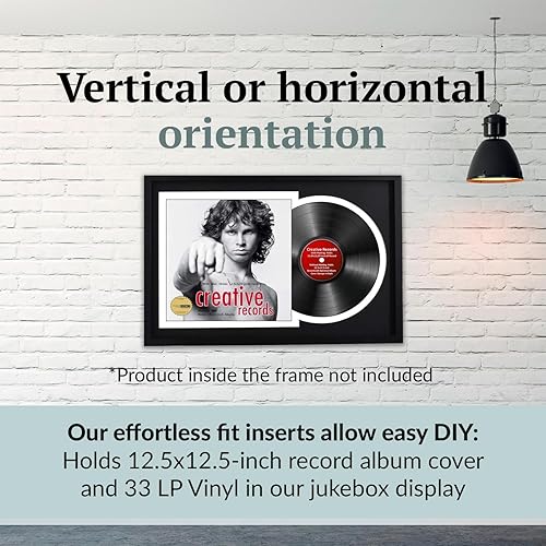 Miniatura 10 de Creative Picture Frames Marco de vinilo Jukebox de 16 x 24 pulgadas con paspartú doble blanco-negro, marco de álbum de discos LP para decoración de