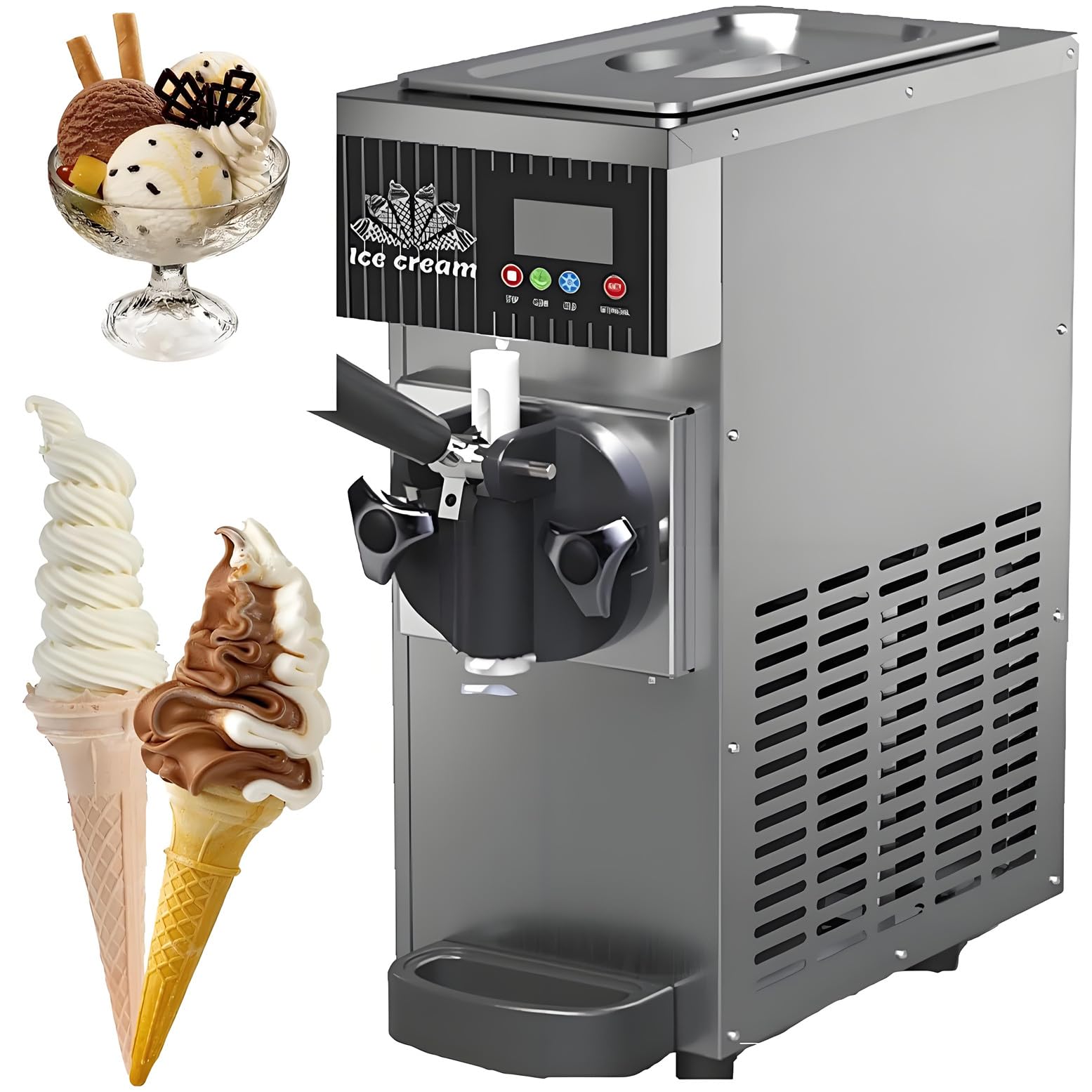 WYBYYDS Countertop Ice Cream Maker Silver