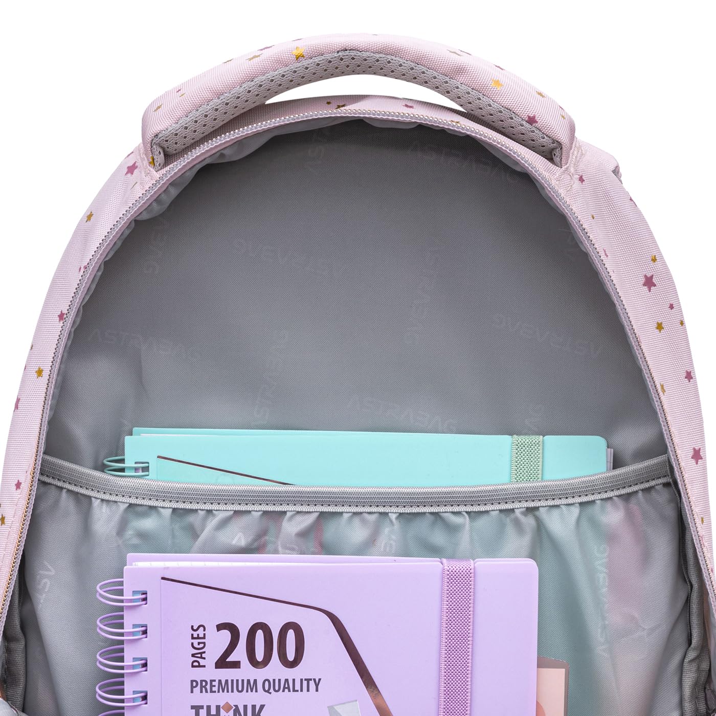 ASTRABAG Plecak Fluffy Bunny, 39x28x15 cm, Złoty/Futrzany, Dla Dziewczynki, Klasa 1-3, Poliester, 20L, Usztywniany, 3 Komory, Szkolny