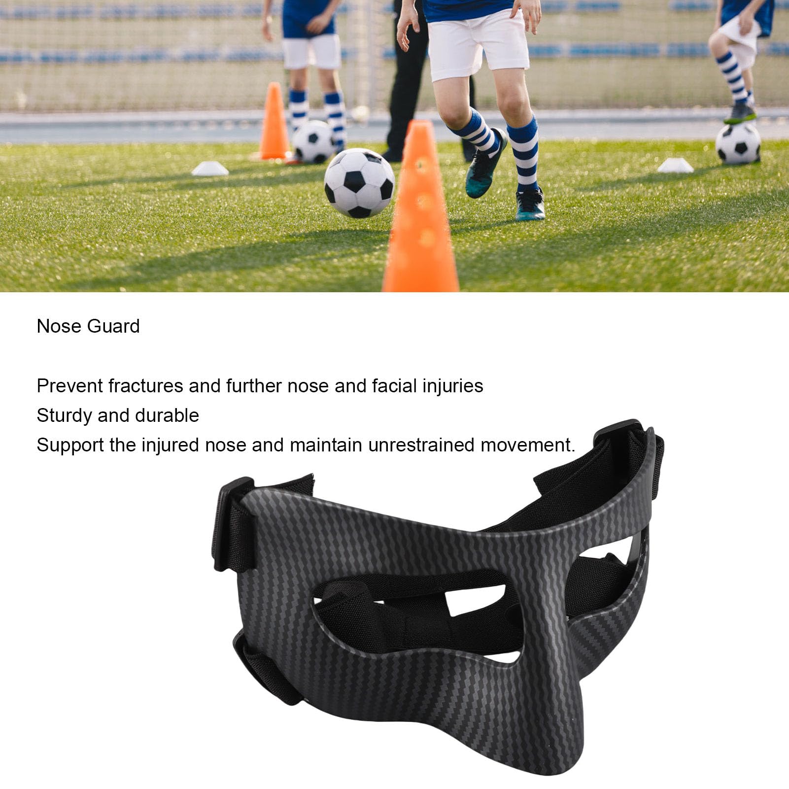 Pongnas Nasenschutz, Stoßdämpfender Sport-Gesichtsschutz für Fußball, Basketball, Kampfsport, mit Strapazierfähigem, Hochfestem Material und Konturiertem Design für Komfort