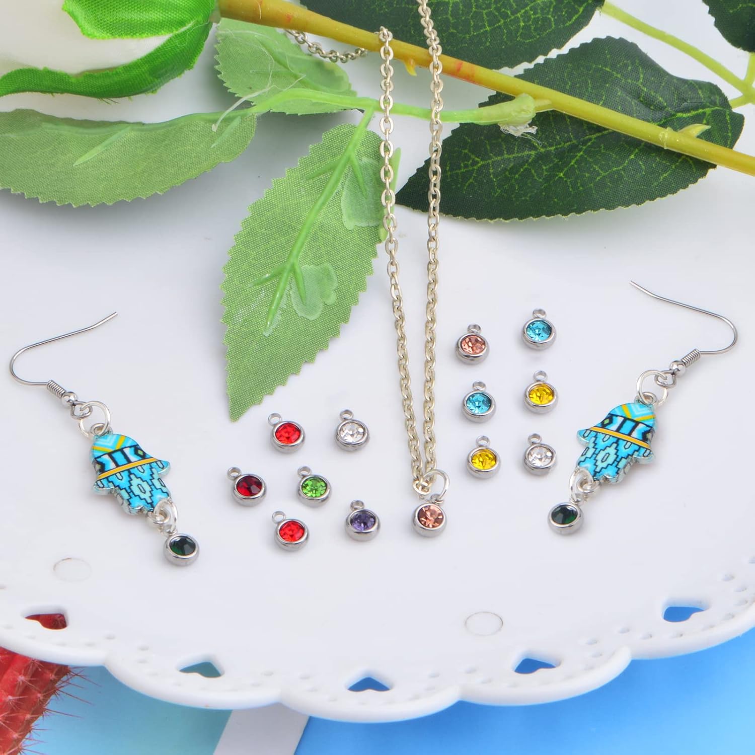 30pcs 6 mm Stainless Steel Crystal Birthstone Charms Mini Round Rhinestone Birthstone Bead Handmade Pendant with Rings for Necklace Earrings Jewelry Making Supplies, 10 Colors - Image 7