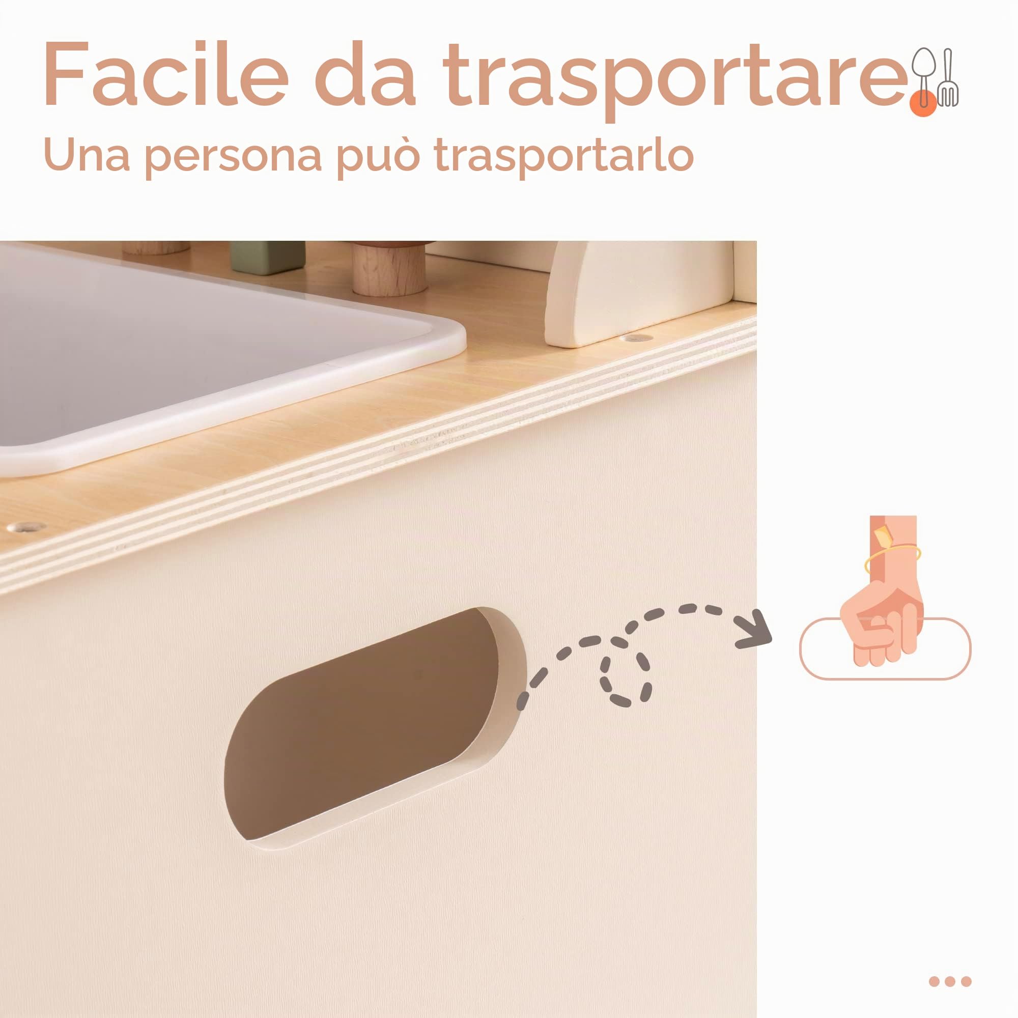ROBUD Cucina giocattolo per bambini in legno, accessorio da cucina per bambini, con forno, grembiule e guanti