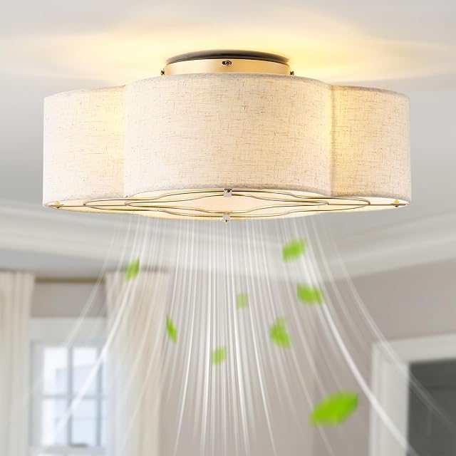 Boho Ceiling Fans with Lights 20 Low Profile Ceiling Fan with Light Remote Control Bladeless Flush Mount with