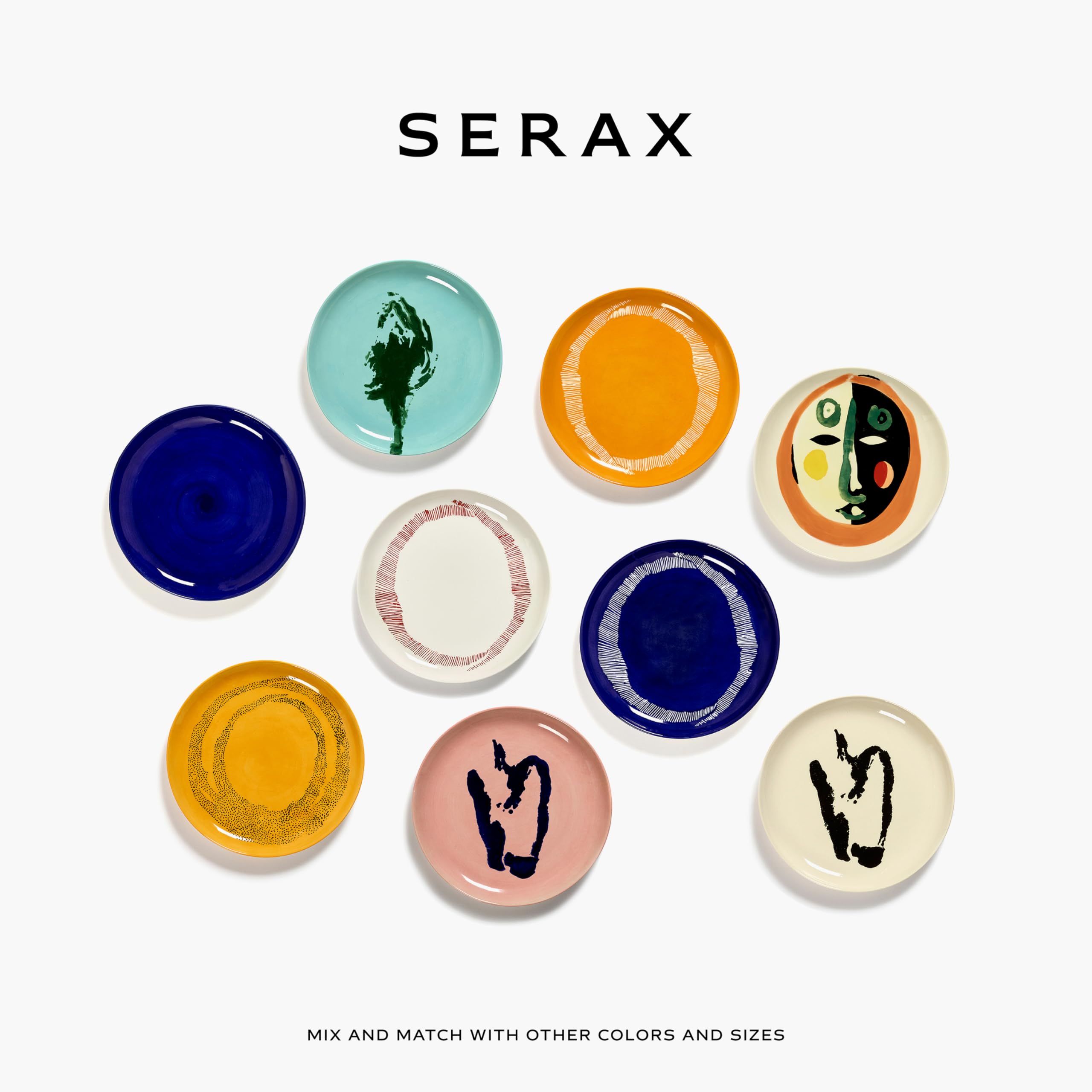 Plato de aperitivo Serax | Colección Feast de Ottolenghi | 2 platos de entrada | Vajilla de gres en colores mixtos | Juego de vajilla de lujo para cenar en casa o en una fiesta