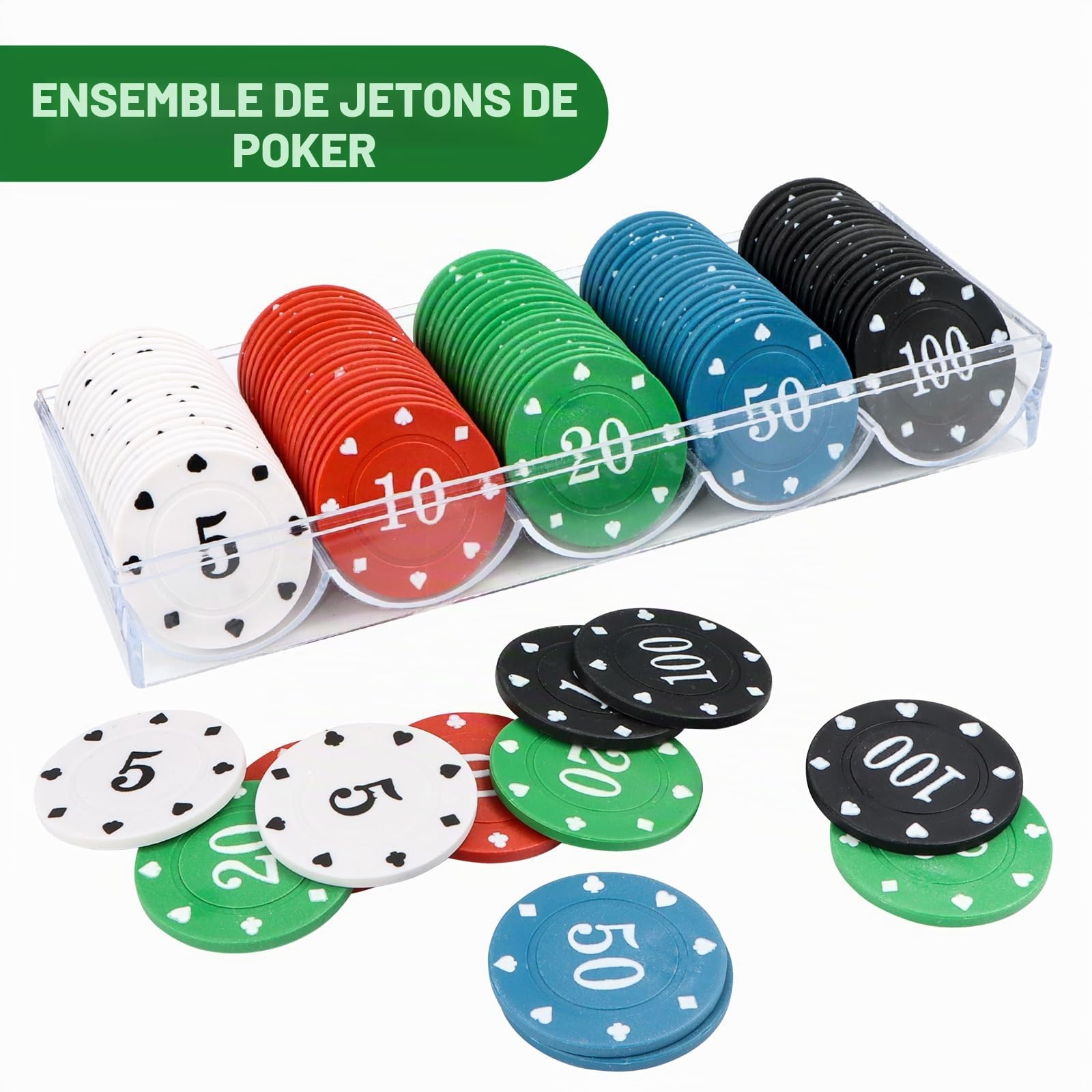 Kisangel Lot de 100 jetons de récompense pour jeux de société de bingo, accessoires de monnaie pour récompenses amusantes