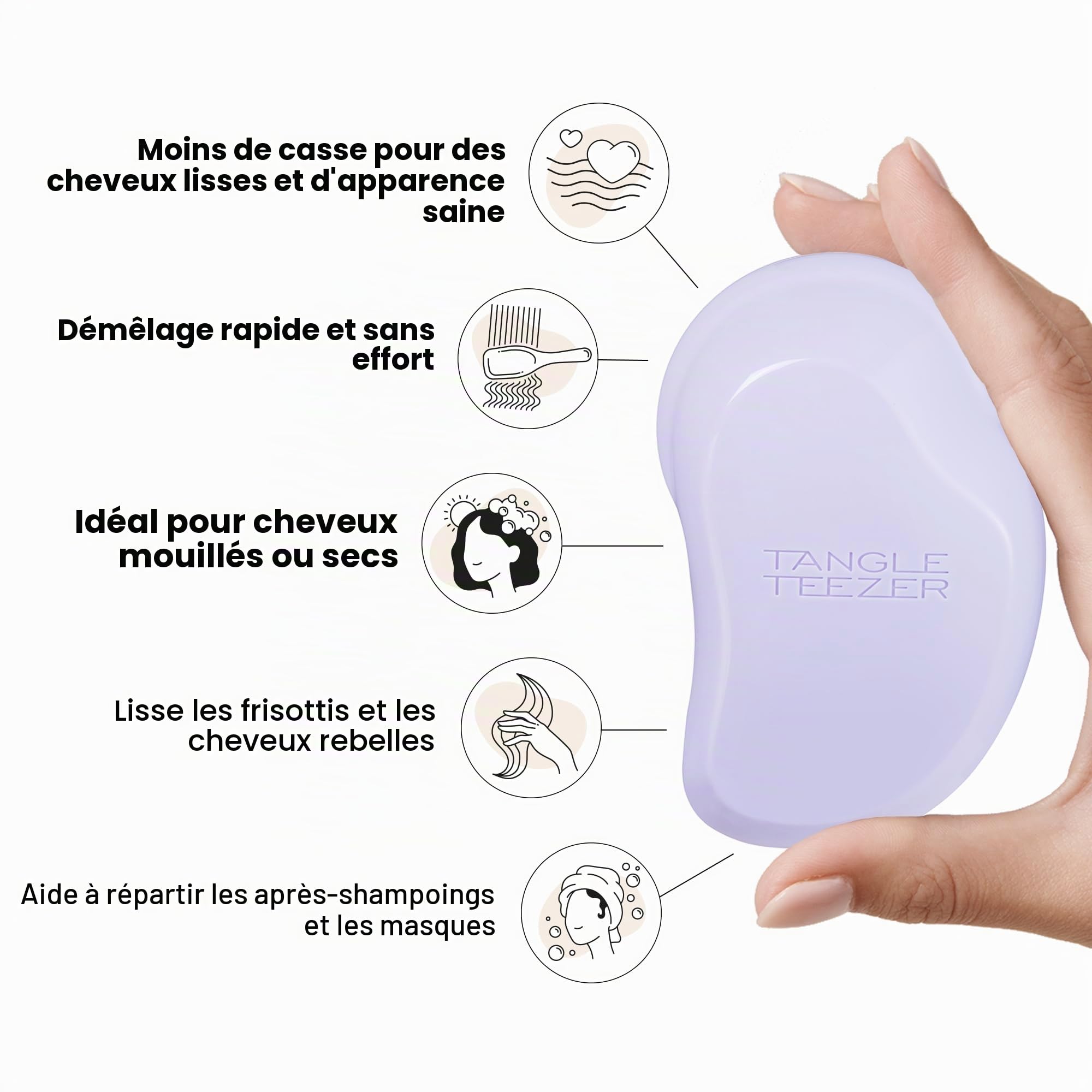 TANGLE TEEZER Original Lilac pour adultes, usage quotidien, format pratique