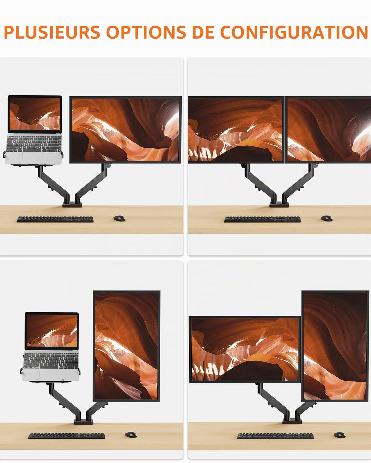 Support Ecran PC Portable avec Plateau pour Ecran 32" et PC Portable 17"
