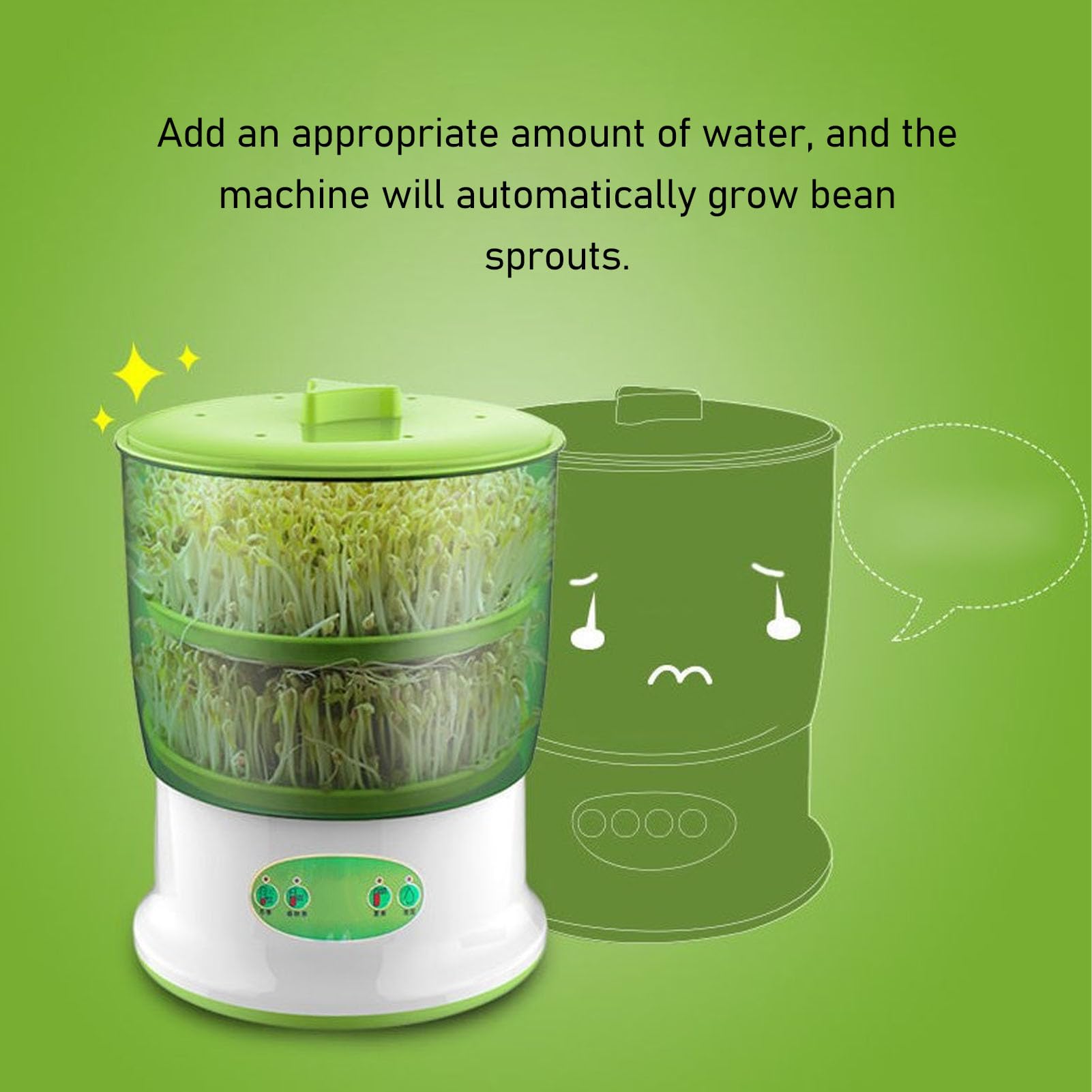 Machine à Germes de Haricots, 3 Couches, Contrôle Automatique, Kit de Germination de Graines, Taille Compacte, Grande capacité, Usage Familial, Cuisine (Prise UE 220V)