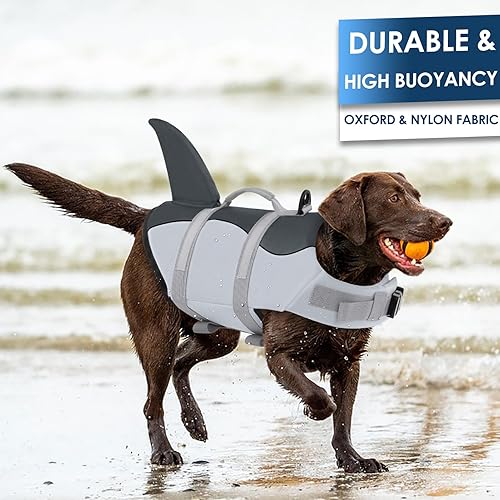 Vista 2 de AOFITEE Chaleco salvavidas para perros, ajustable, de ripstop con asa de rescate para perros pequeños, medianos y grandes, 5 tamaños, s, Salvavidas
