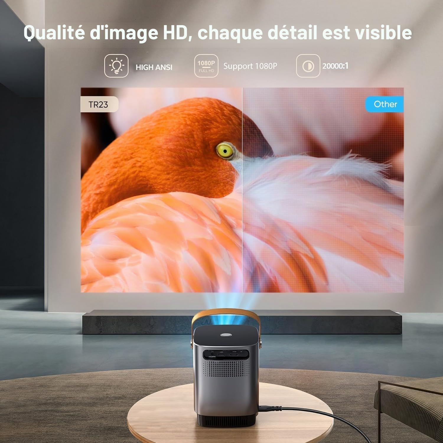 TOPTRO Mini Projecteur Portable 1080p avec WiFi 5G et Bluetooth, Projecteur avec Zoom et Écran Tactile, Compatible iOS/Android/PS5, Argenté